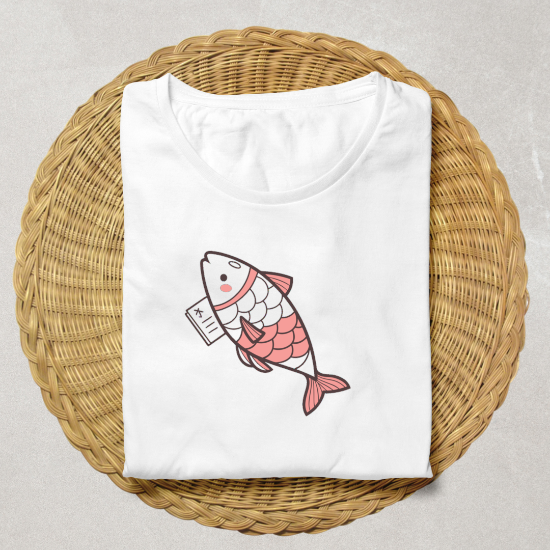 T-shirt vectoriel marin, poisson joyeux en couleur vive avec style numérique moderne