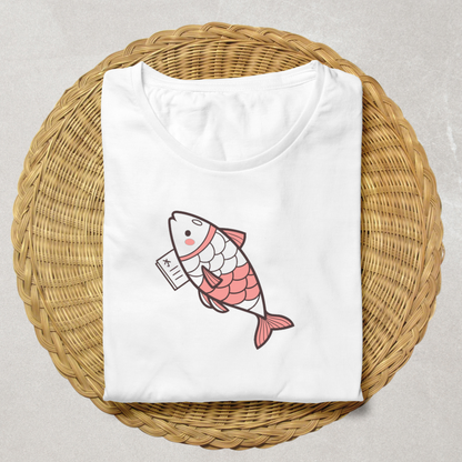 T-shirt vectoriel marin, poisson joyeux en couleur vive avec style numérique moderne