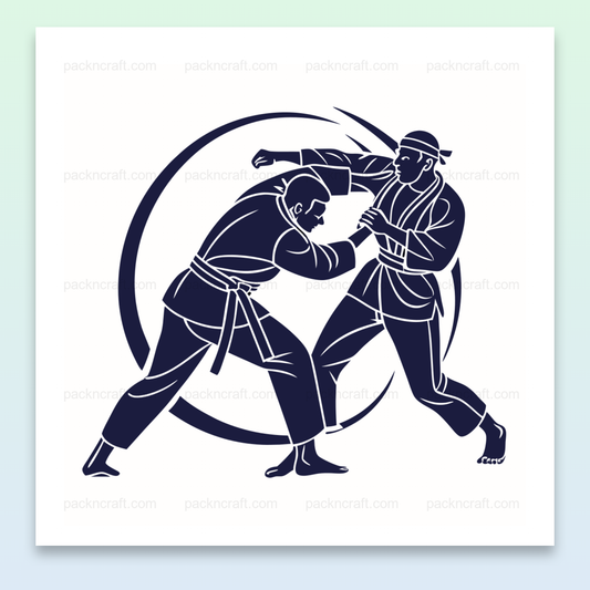Illustration sportive de karatekas en action, idéale pour projets DIY ou déco.