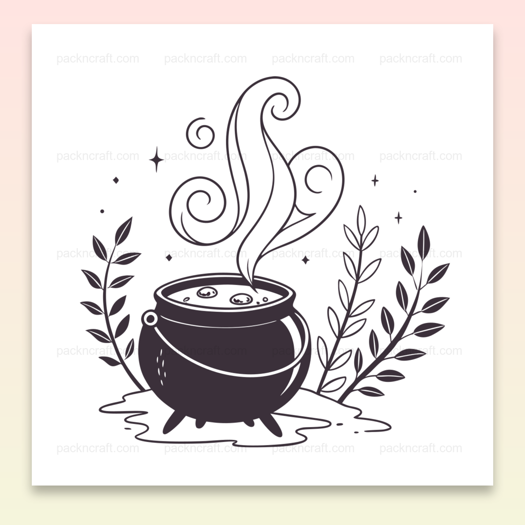Illustration de chaudron magique en SVG, usage créatif et Halloween