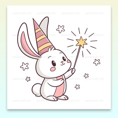 Illustration kawaii d'un lapin magique pour anniversaire.