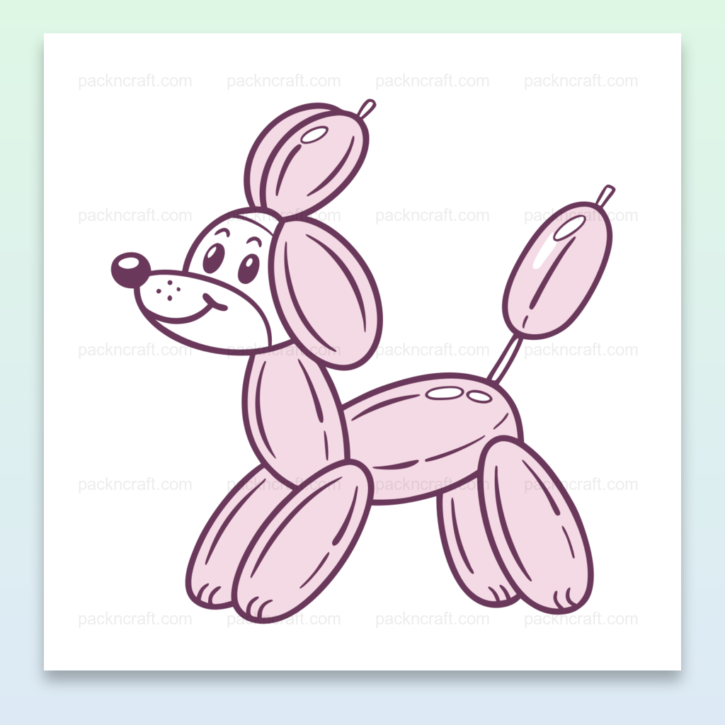 Illustration numérique d'un chien ballon kawaii pour projets divers