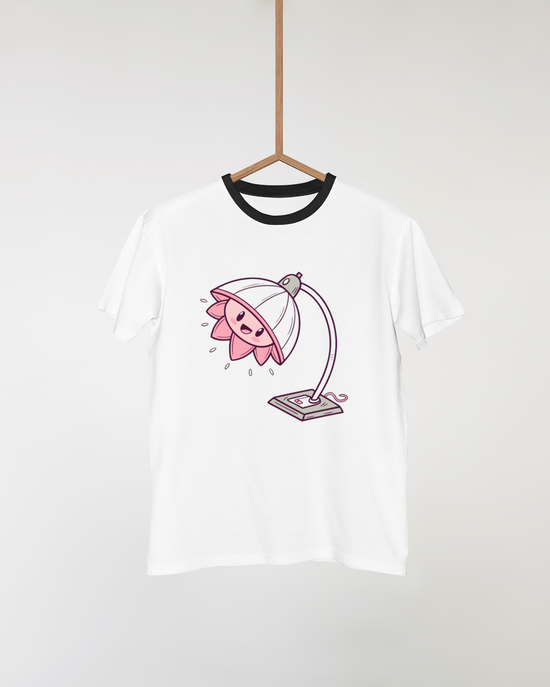 T-shirt décoratif avec icône kawaii de lampe fleur pour décoration enfantine