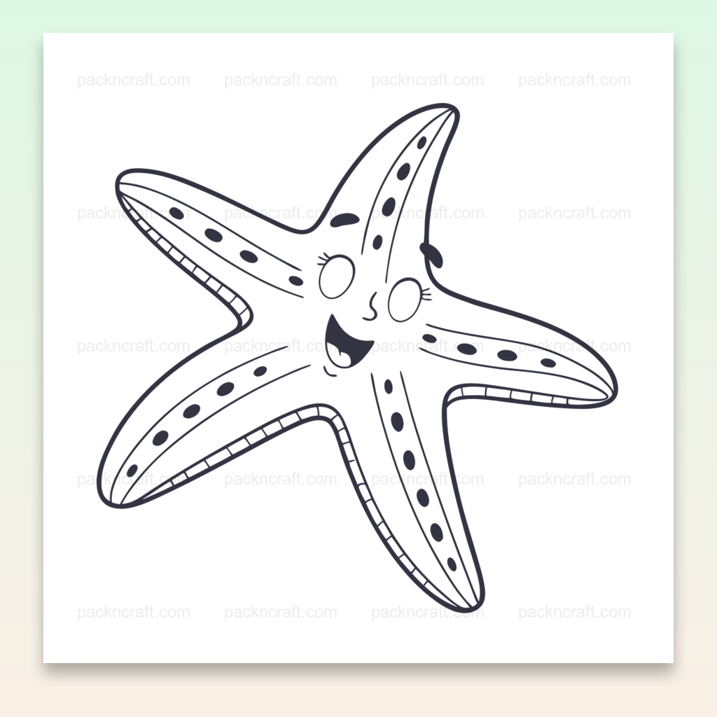 Illustration d'une étoile de mer souriante en style doodle, idéale pour DIY et déco.