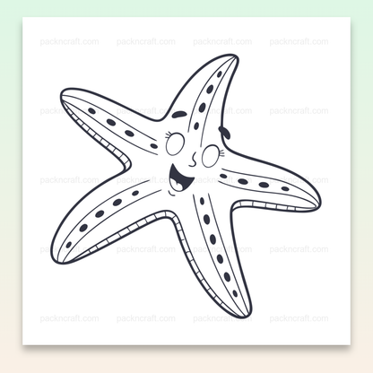 Illustration d'une étoile de mer souriante en style doodle, idéale pour DIY et déco.