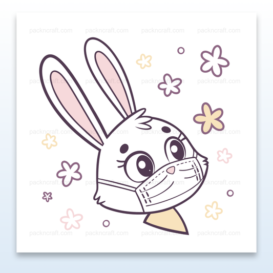 Dessin de lapin kawaii avec masque, usage varié