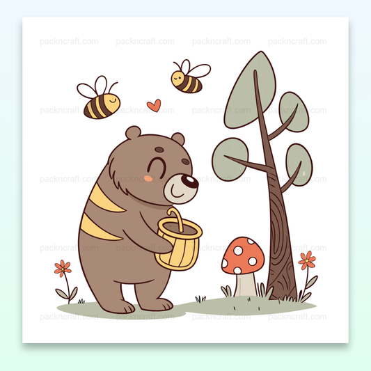 Ours joyeux et abeilles dans la forêt, SVG pour projets créatifs