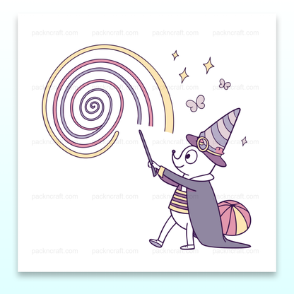 Illustration d'un écureuil magicien créant des spirales, idéale pour DIY et déco.