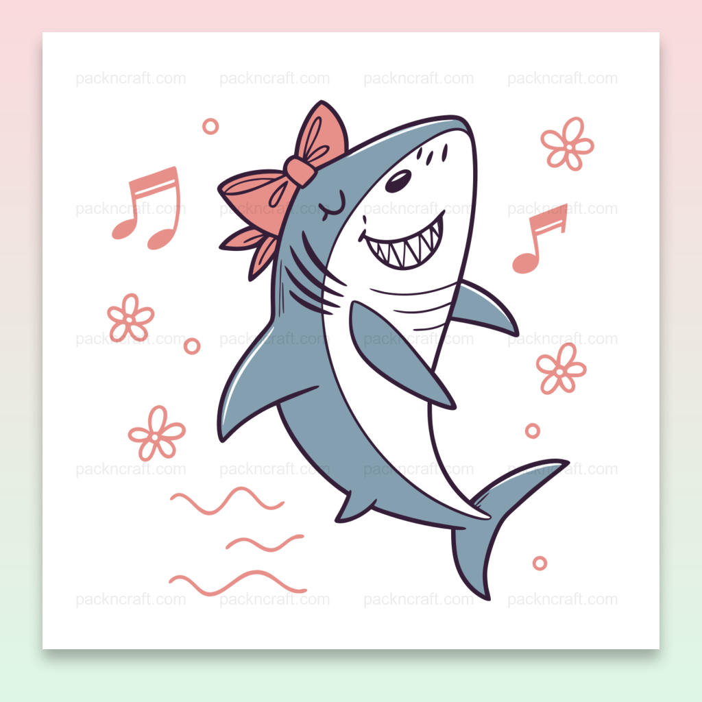 Illustration de requin dansant joyeux, fichier SVG pour usage éducatif et décoration marine