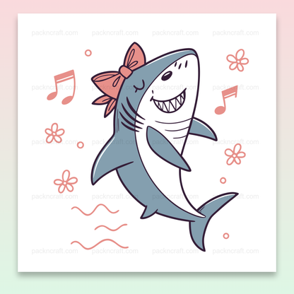 Illustration de requin dansant joyeux, fichier SVG pour usage éducatif et décoration marine