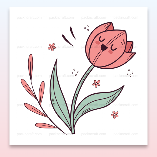 Illustration d'une fleur chantante joviale en style doodle pastel pour projets créatifs