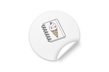 Sticker style kawaii avec icône numérique joyeuse sur fond pastel
