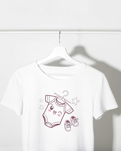 Design kawaii d'un body sur un t-shirt parfait pour enfants.