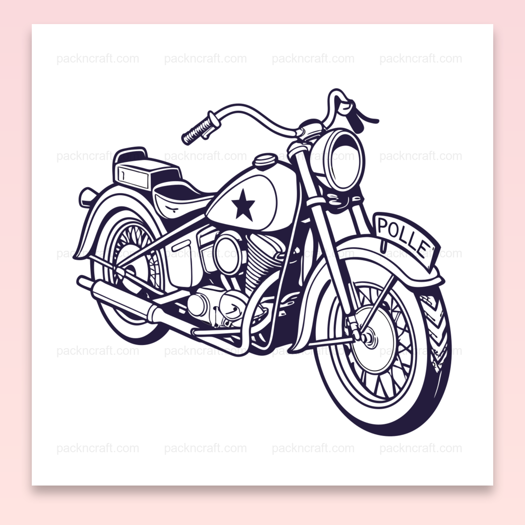 Illustration vectorielle moto police vintage style années 1950 pour création numérique.