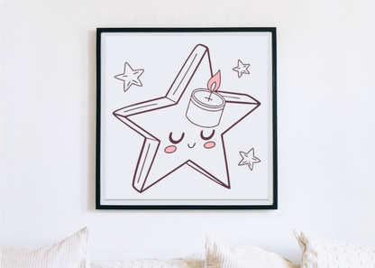 Cadre décoratif avec étoile kawaii pour chambre d'enfant.
