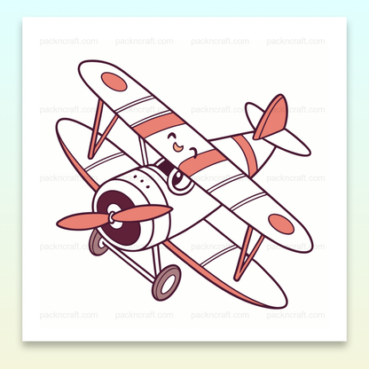 Illustration d'un avion joyeux en vol, parfaite pour projets DIY et déco.