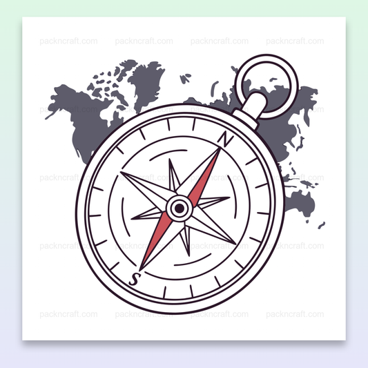 Illustration de boussole sur fond de carte, idéale pour navigation DIY.