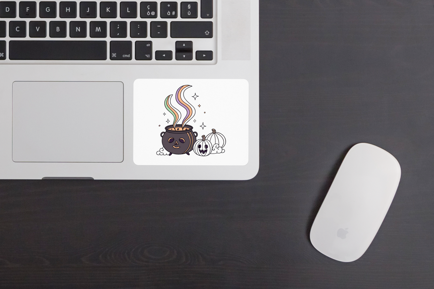 Sticker chaudron au style illustratif pastel sur thème Halloween