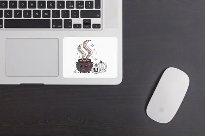 Sticker chaudron au style illustratif pastel sur thème Halloween