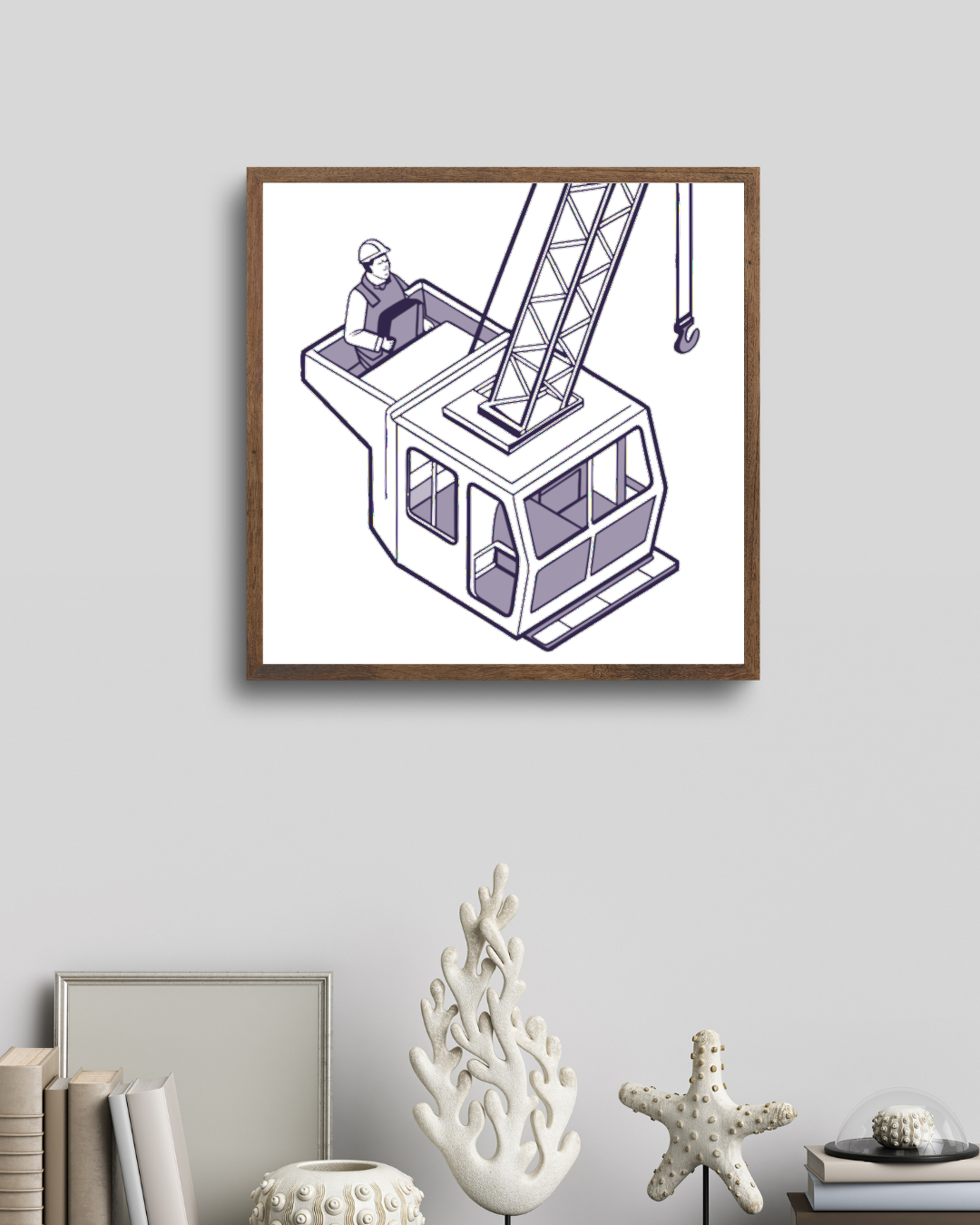 Conducteur de grue concentré | SVG Vintage | Environnement urbain