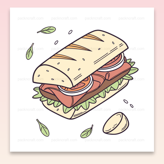 Illustration d'un sandwich appétissant en style doodle pour projet culinaire.
