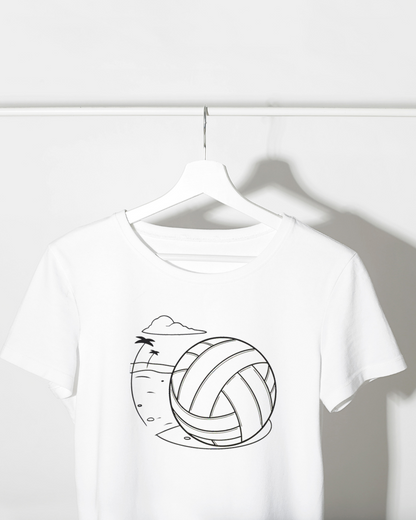 T-shirt avec design ballon de plage coloré en style doux et estival