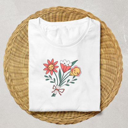 T-shirt avec motif doodle fleuri ensoleillé dans un style printanier attrayant