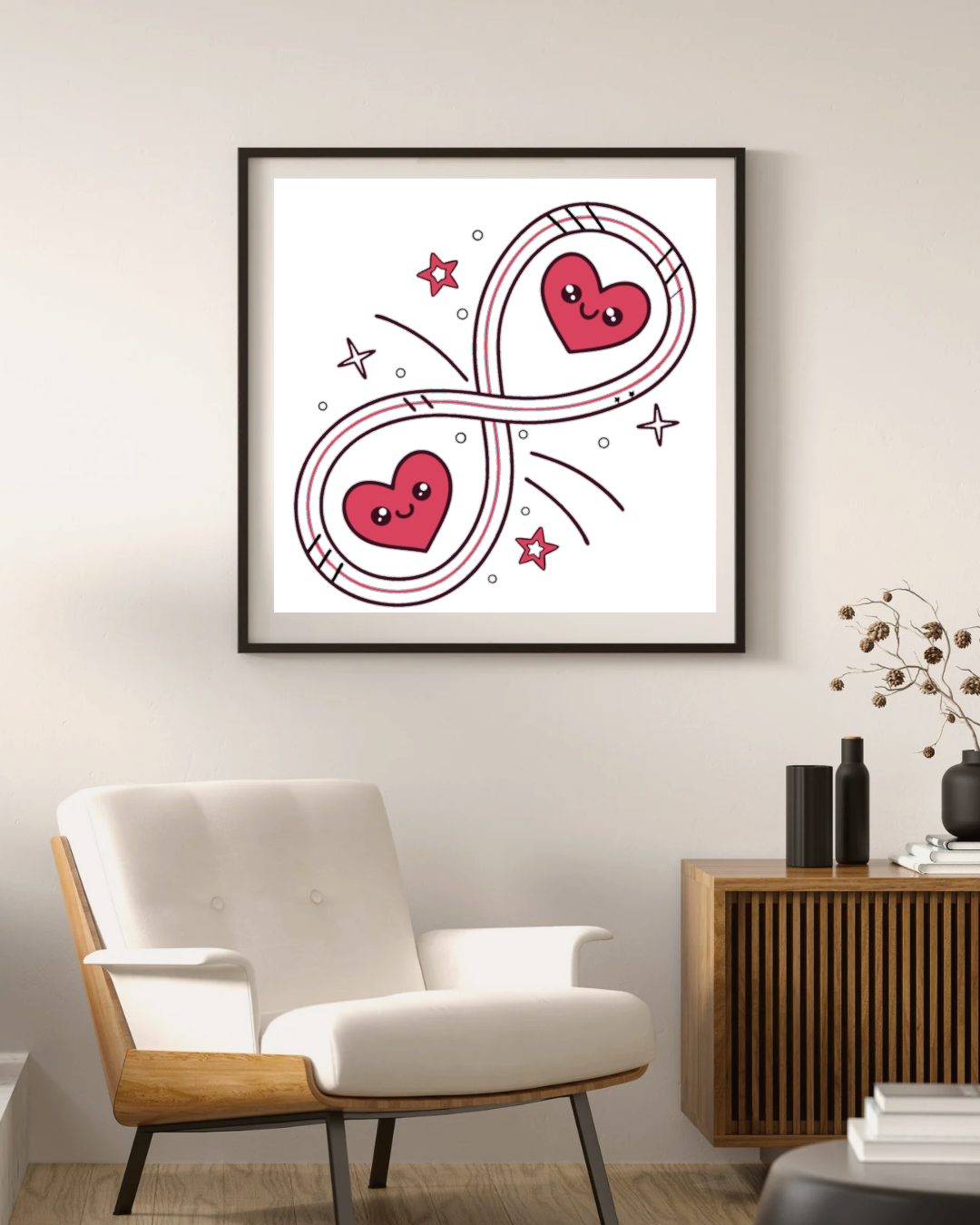 Cadre romantique infinity love, idéal pour la décoration intérieure.