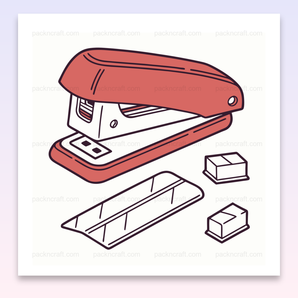 Illustration d'une agrafeuse stylisée idéale pour les projets de bureau et la papeterie créative.