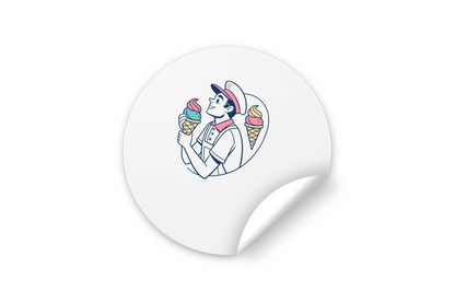 Vendeur de Glaces Heureux | Style Vintage Coloré | Été Illustré