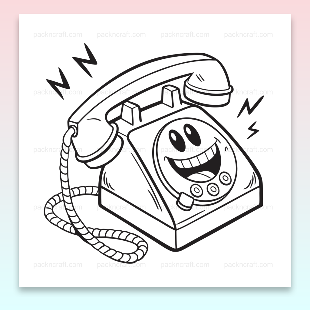 Téléphone rétro avec visage souriant, illustration vectorielle pour projets DIY