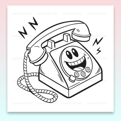Téléphone rétro avec visage souriant, illustration vectorielle pour projets DIY