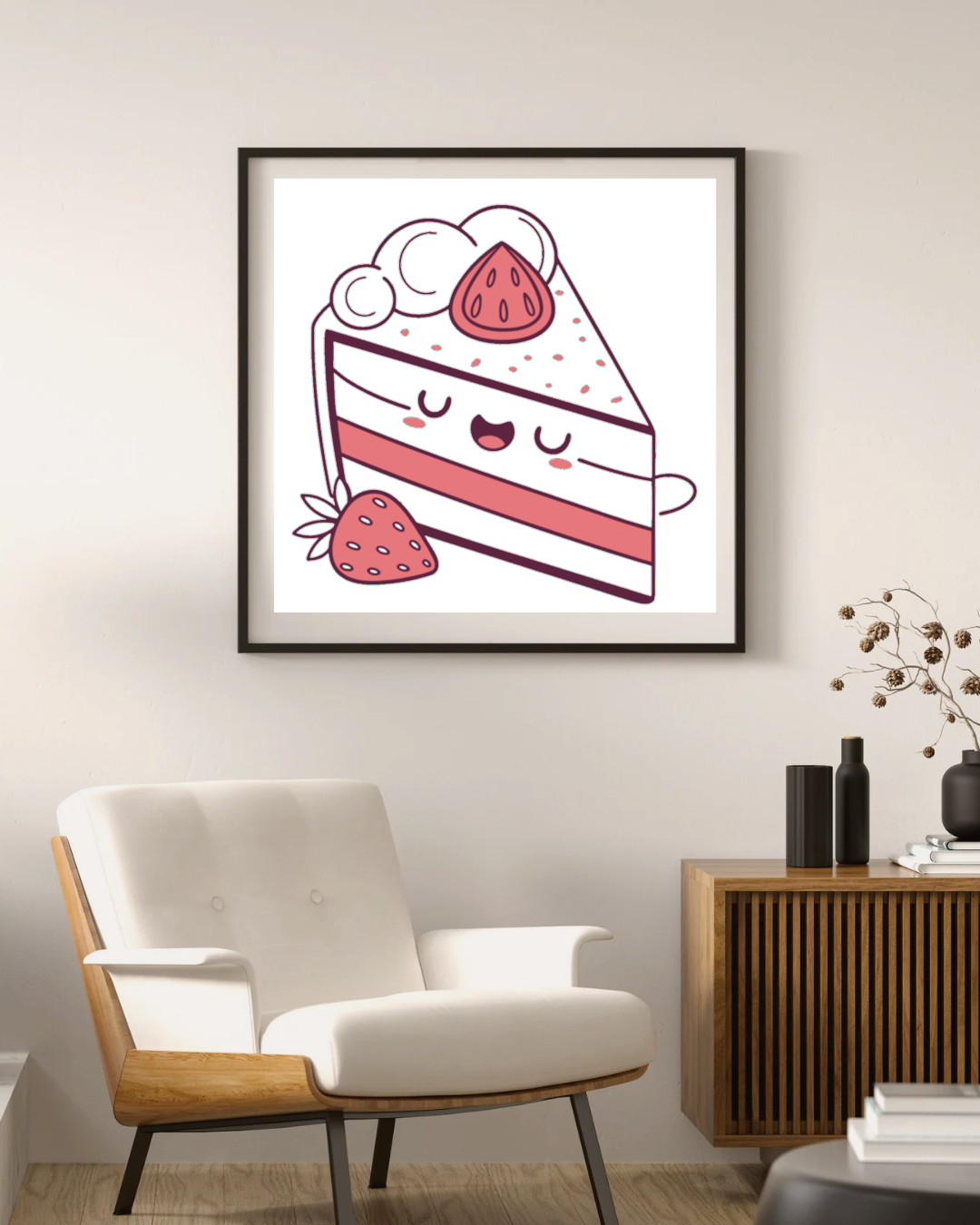 Gâteau kawaii encadré, parfait pour déco papeterie