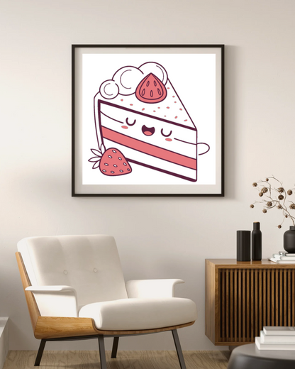 Gâteau kawaii encadré, parfait pour déco papeterie