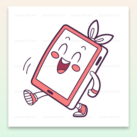 Illustration d'une tablette espiègle en mouvement pour projets éducatifs et créatifs