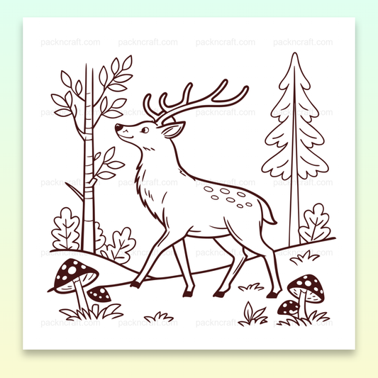 Illustration vectorielle élégante de cerf en balade dans une forêt