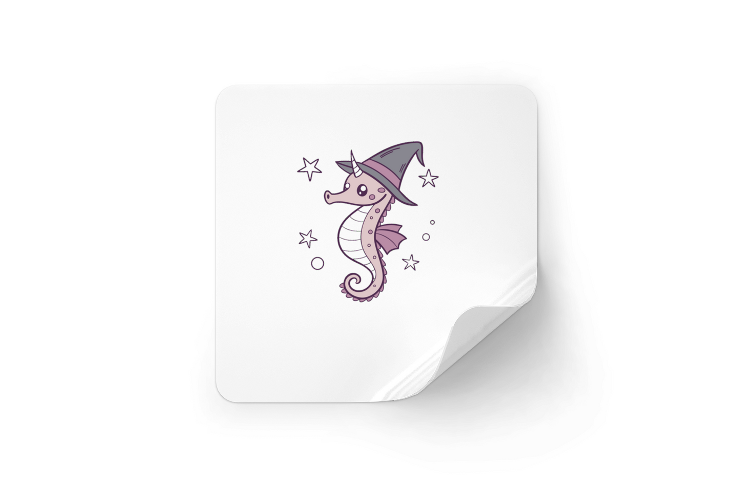 Sticker décoratif pastel avec hippocampe magicien au thème Halloween