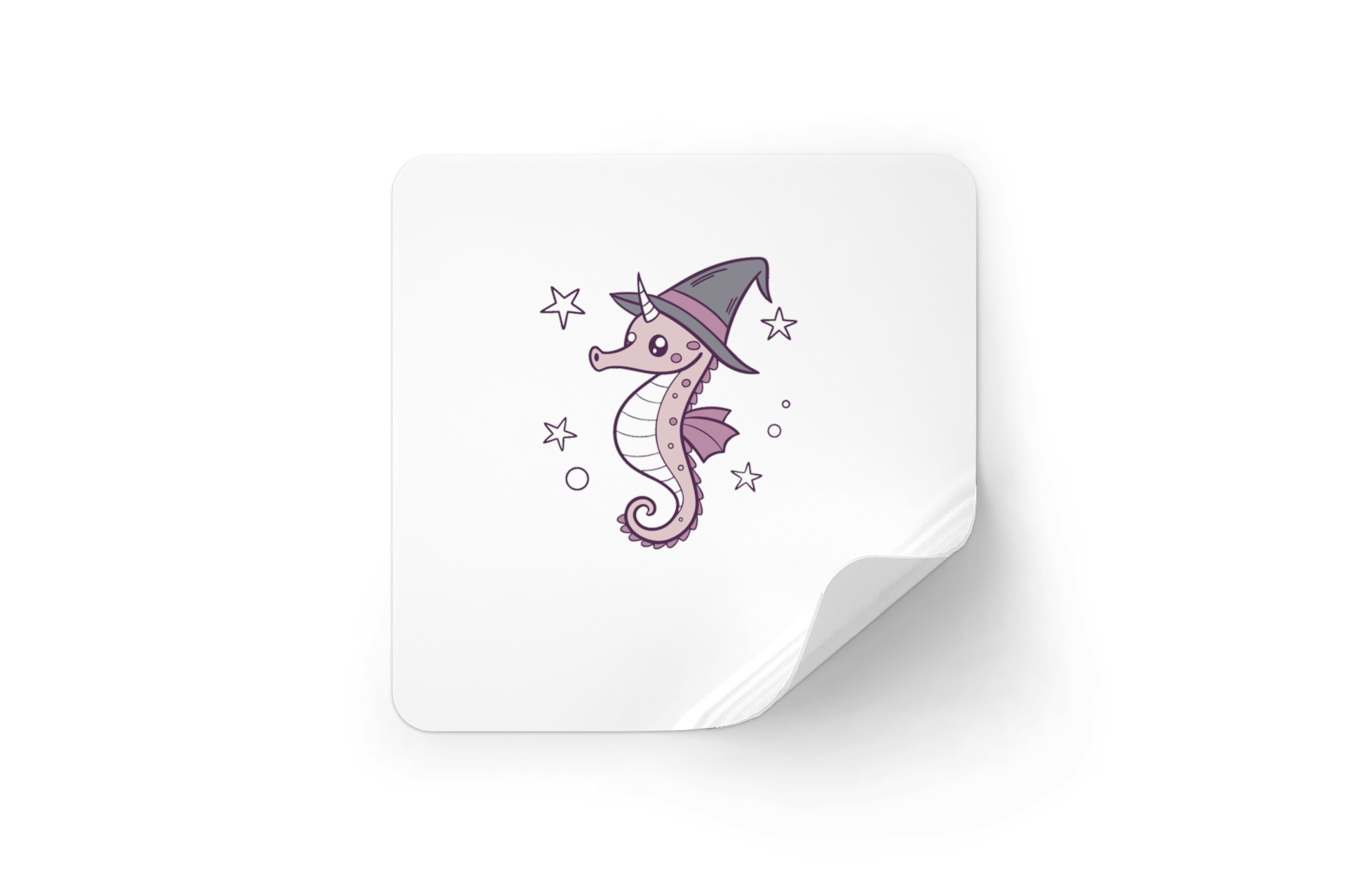 Sticker décoratif pastel avec hippocampe magicien au thème Halloween