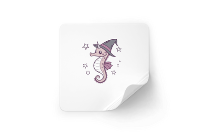 Sticker décoratif pastel avec hippocampe magicien au thème Halloween