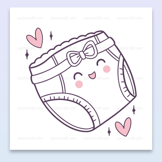 Image d'une couche kawaii avec un nœud, parfaite pour papeterie