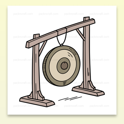 Illustration vectorielle d'un gong résonant, ambiance zen et minimaliste