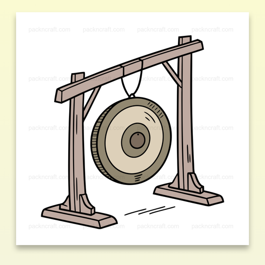 Illustration vectorielle d'un gong résonant, ambiance zen et minimaliste