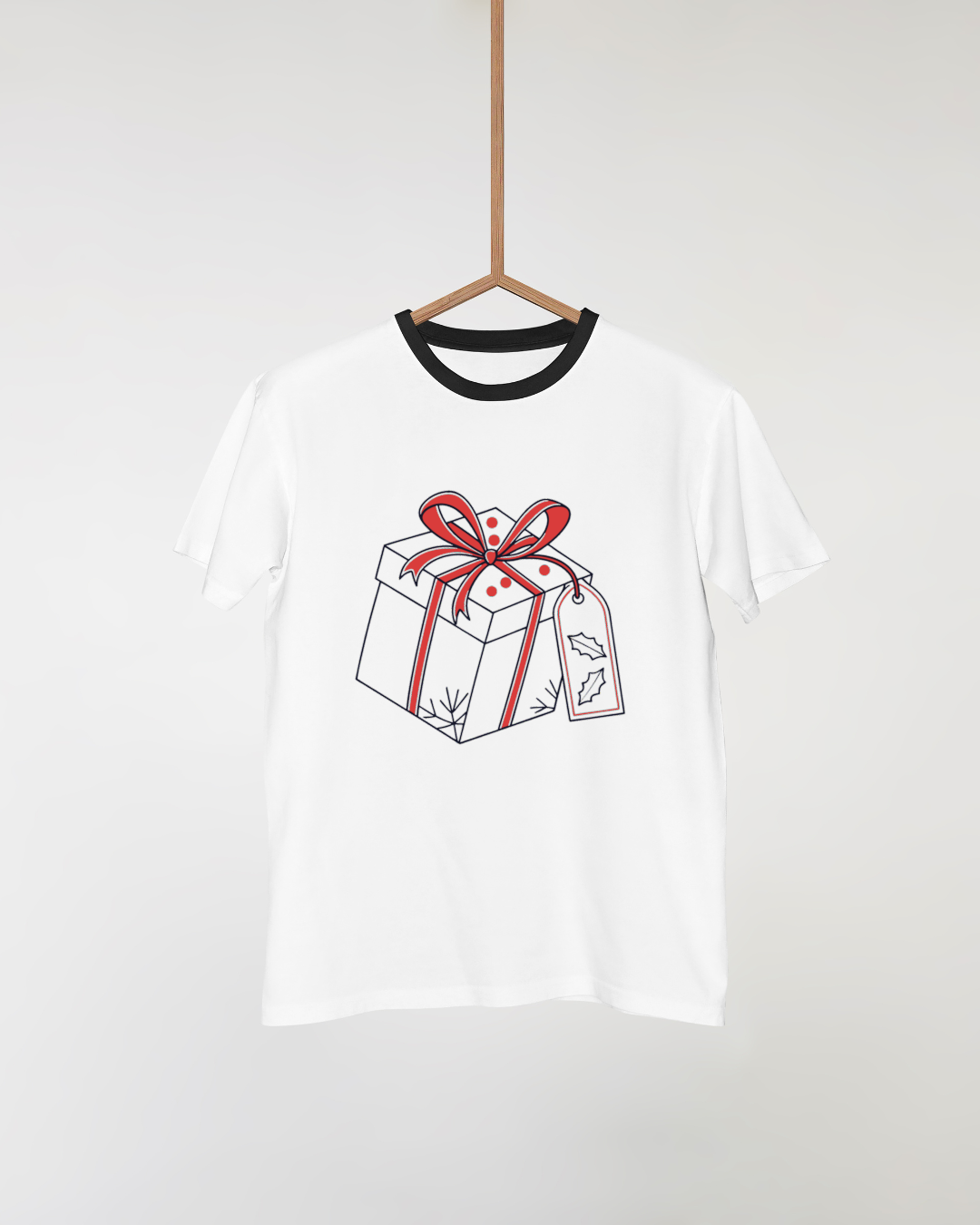 T-shirt vibrant enchanteur orné d'un motif numérique festif de Noël