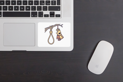 Sticker avec dessin doodle d'un gant suspendu à une branche dans un style naturel
