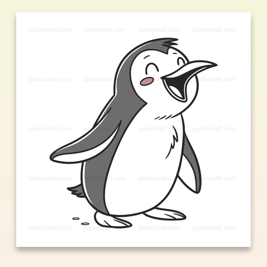 Illustration d'un pingouin joyeux chantant en SVG minimaliste pour projets créatifs.