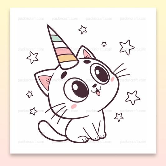 Illustration de chat licorne joyeux en SVG pastel pour DIY et décoration