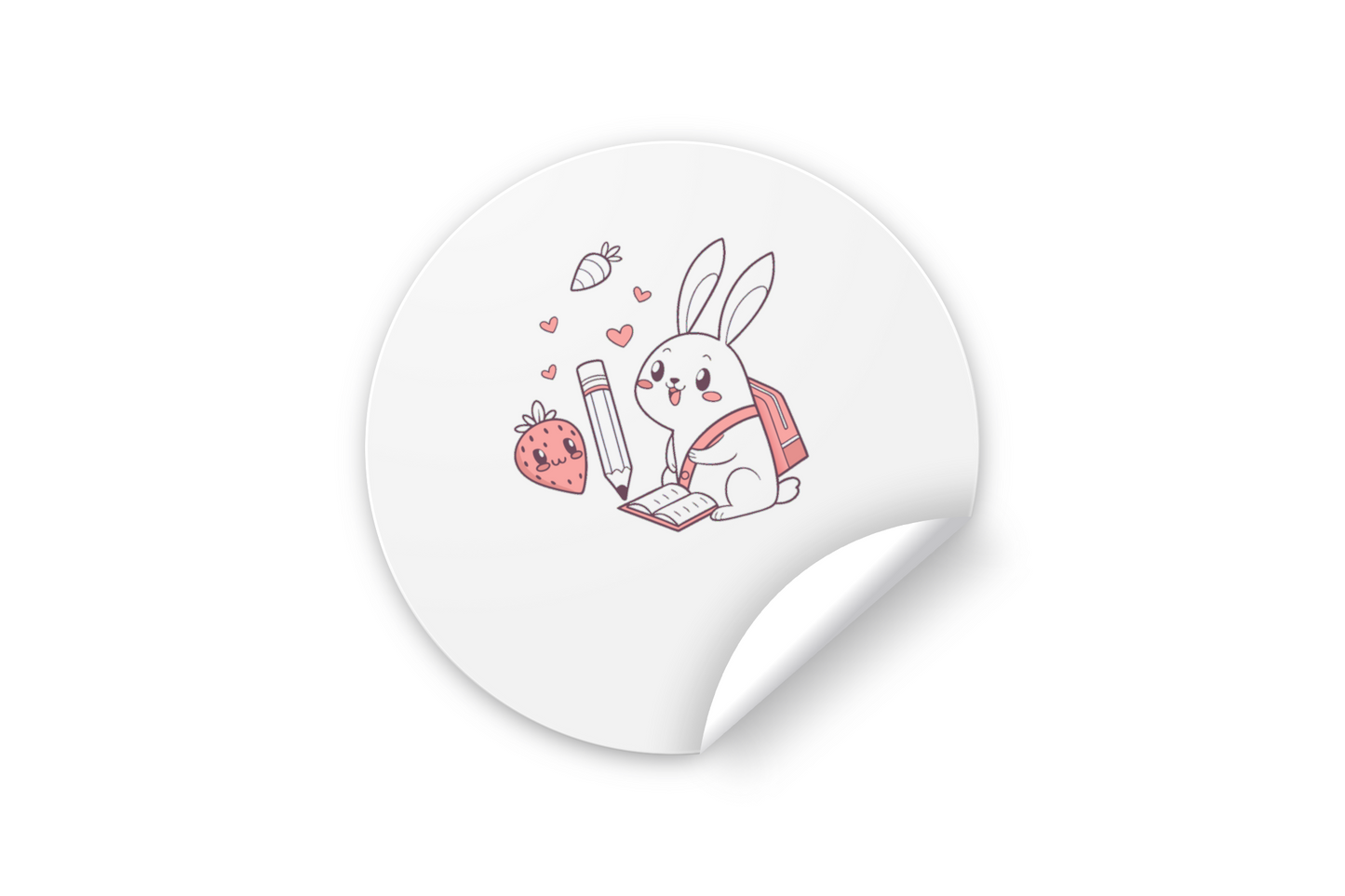 Sticker enfantin avec un lapin joyeux en style pastel