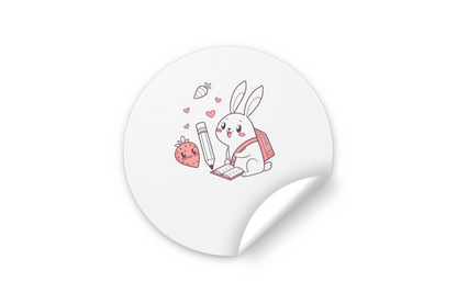 Sticker enfantin avec un lapin joyeux en style pastel