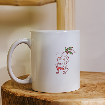 Mug avec motif ananas héroïque en style vectoriel pour une aventure fruitée