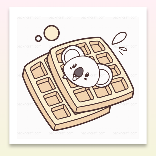 Illustration d'un koala curieux sur une gaufre en style doodle